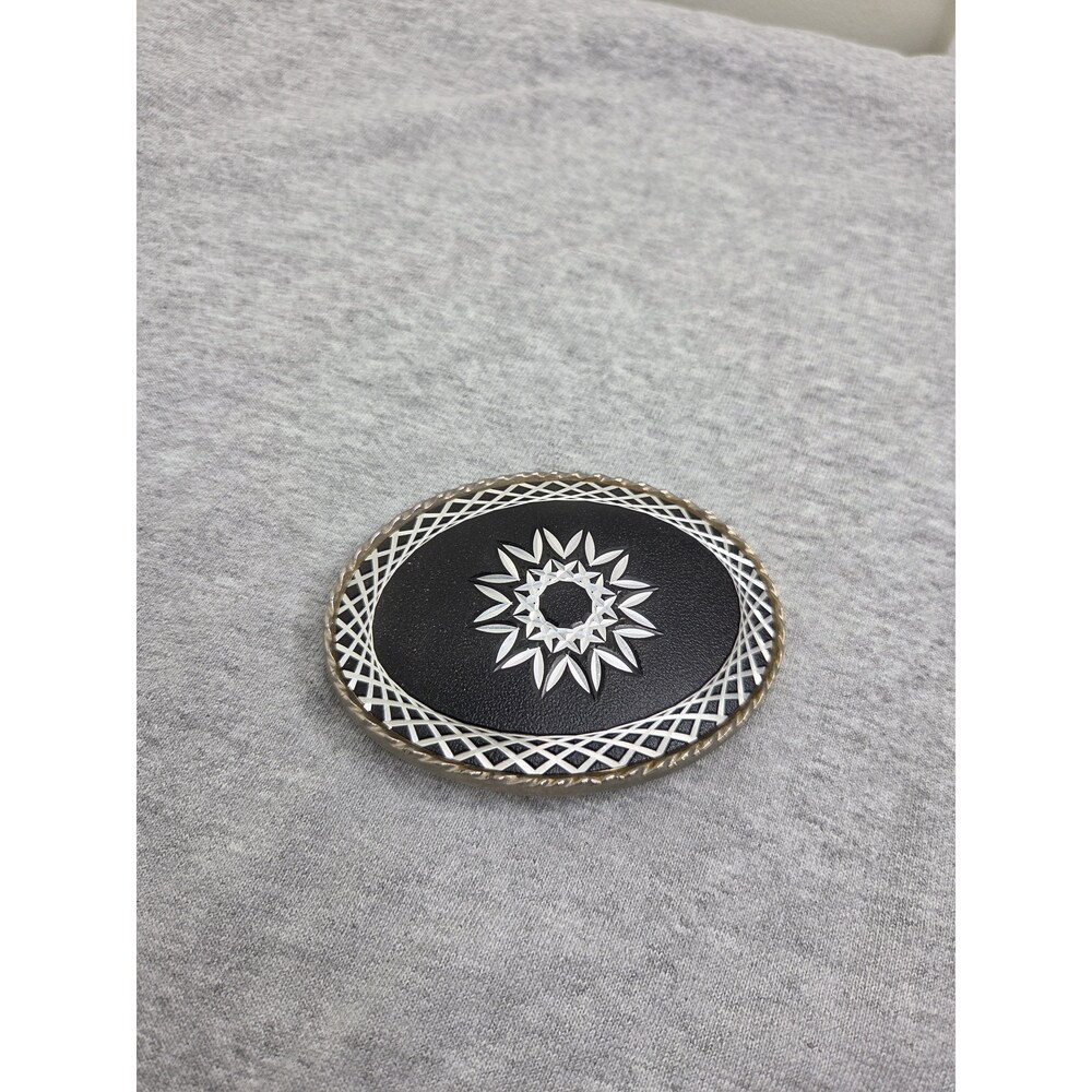 Vintage Rockmount Diamond Cut Black Silver Starburst Belt Buckle